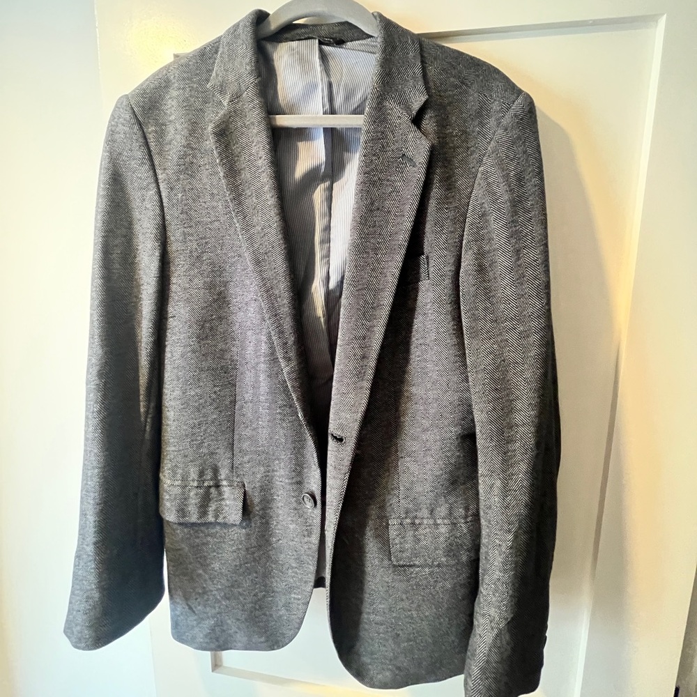 Banana Republic Grey Herringbone Blazer